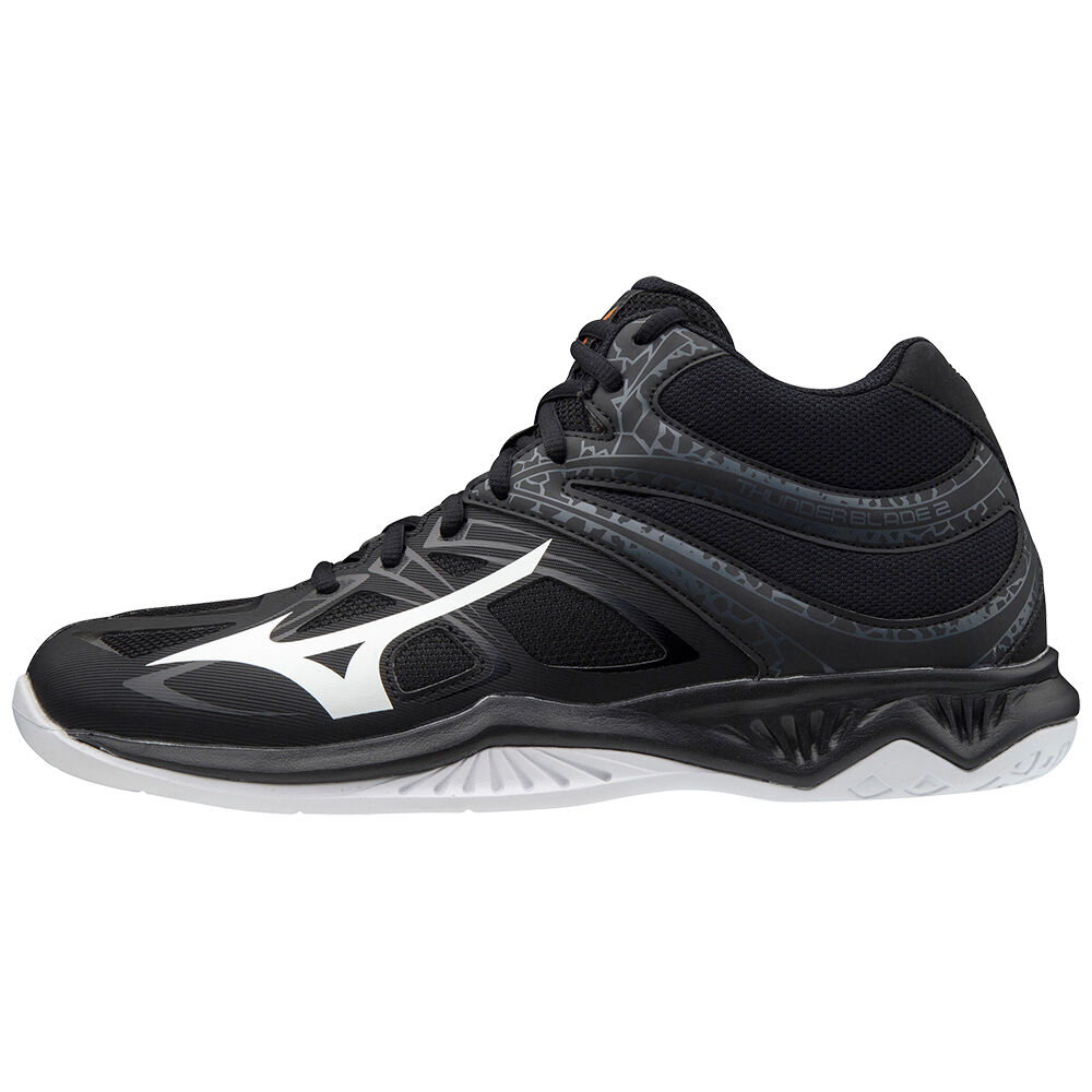 Mizuno Thunder Blade 2 Mid Cut Férfi Röplabda Cipő Fekete/Fehér WDF564308